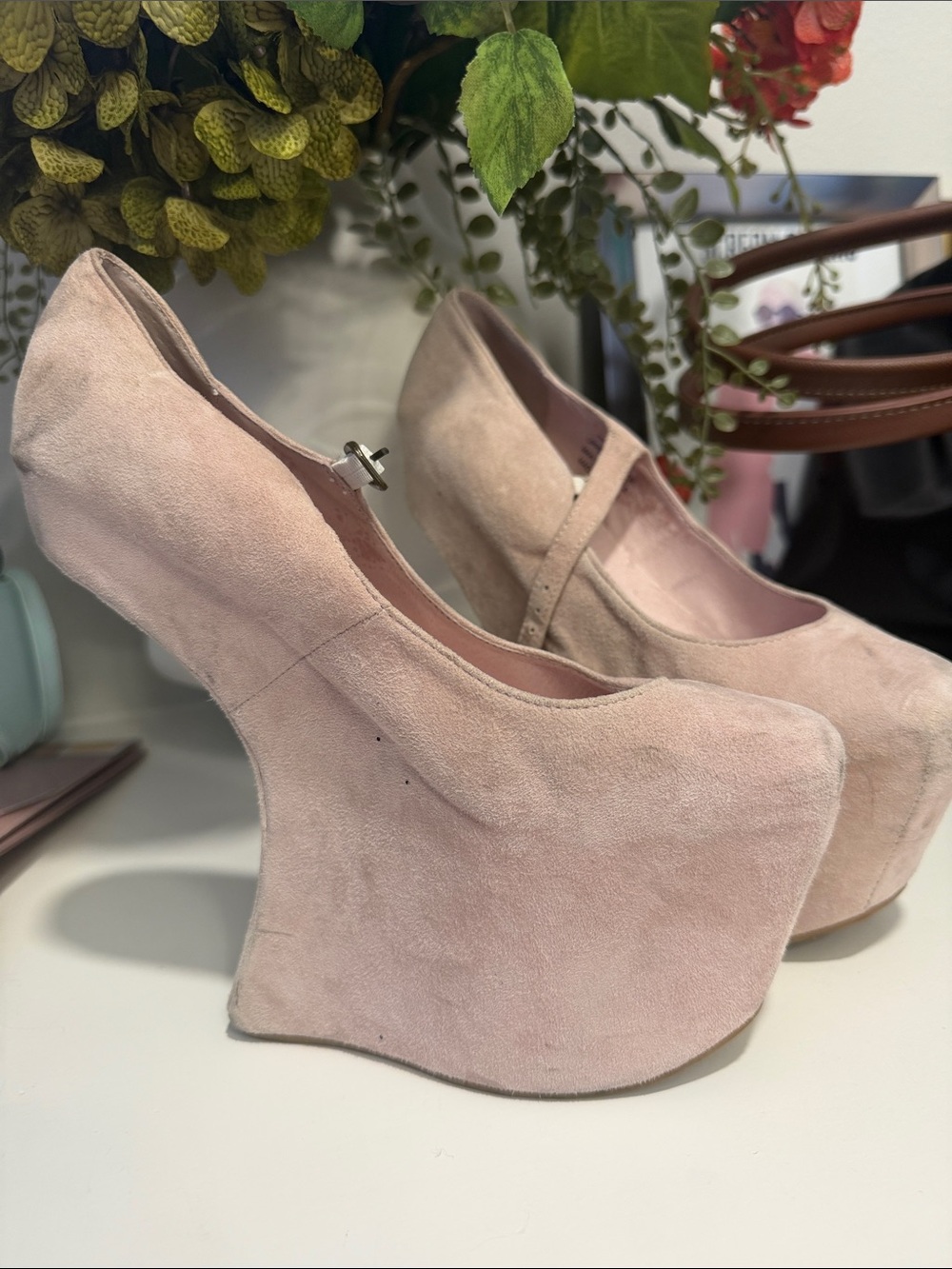 Jeffrey Campbell SCUFFED Blush Pink Suede nightwalk Extreme Platform Wedges